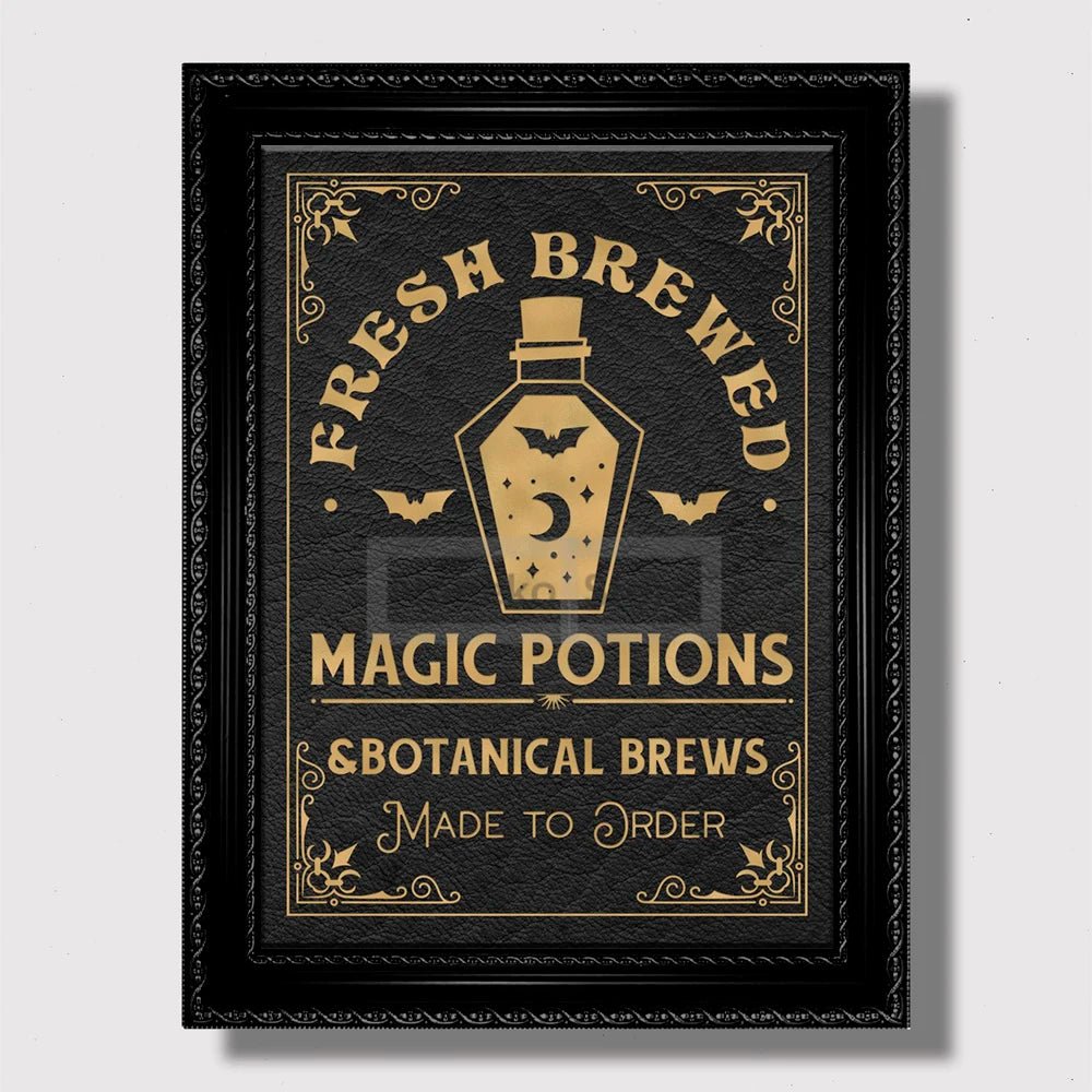 Vintage - Style Fresh Brewed Potions Canvas Print - The Pagan Grimoire
