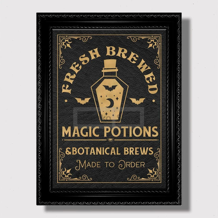 Vintage - Style Fresh Brewed Potions Canvas Print - The Pagan Grimoire