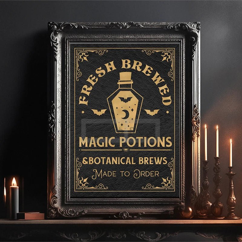 Vintage - Style Fresh Brewed Potions Canvas Print - The Pagan Grimoire