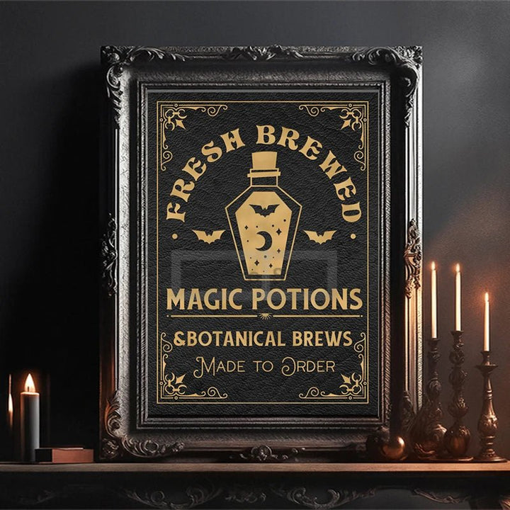 Vintage - Style Fresh Brewed Potions Canvas Print - The Pagan Grimoire