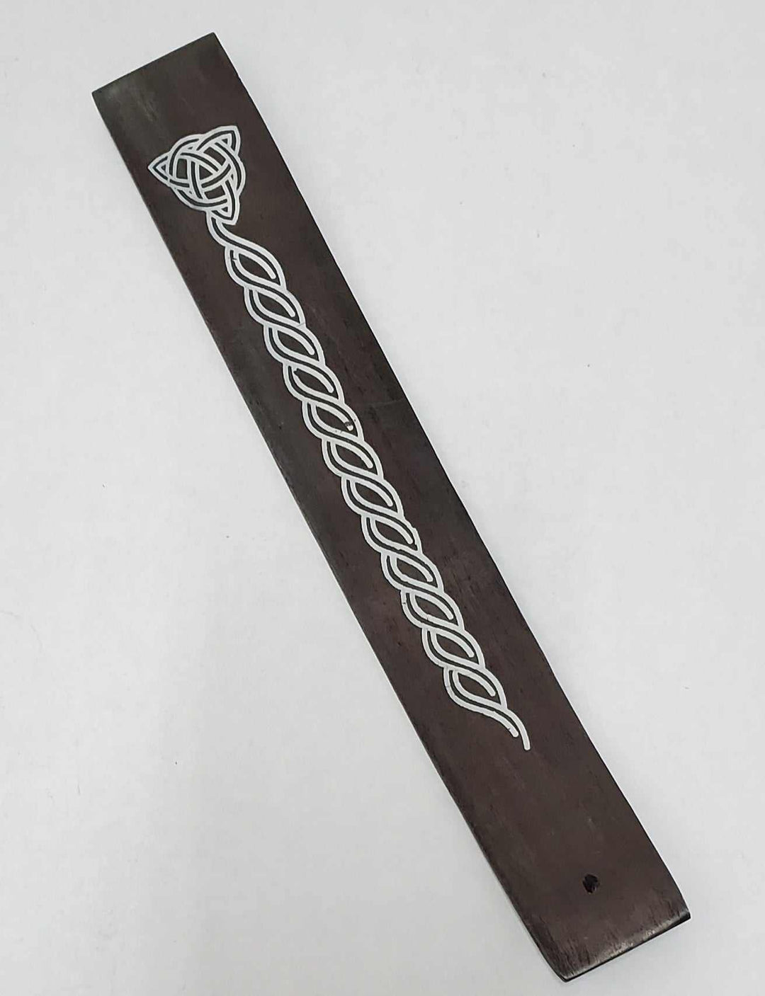 Black Triquetra Incense Burner – 10" Wooden Holder - The Pagan Grimoire