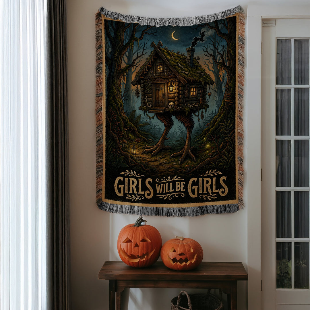 Baba Yaga Hut woven blanket throw