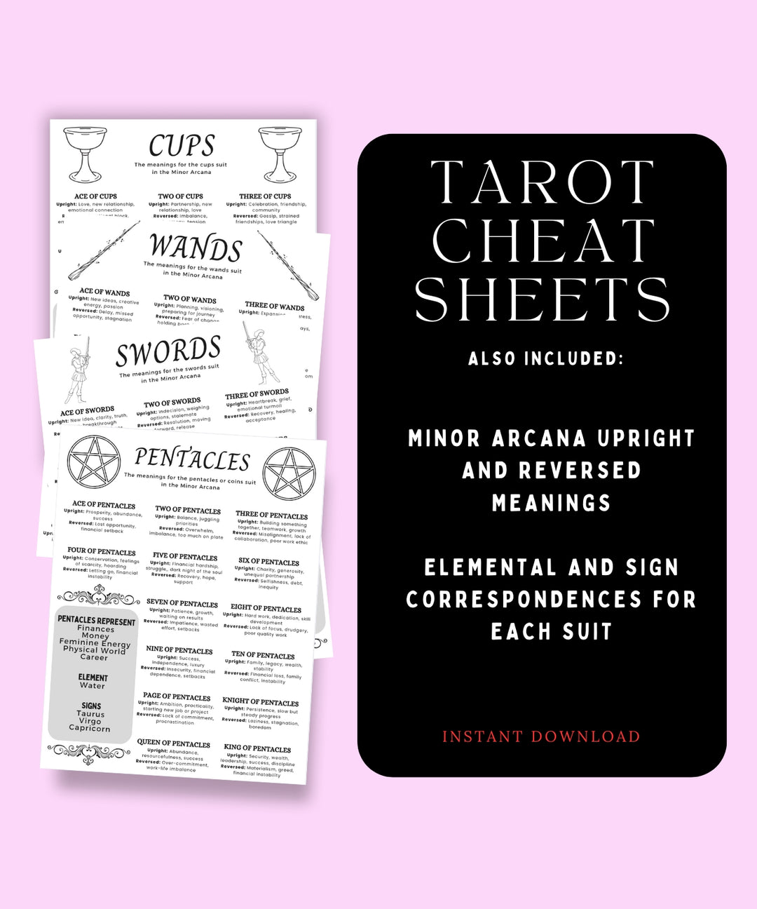 Beginner’s Guide to Tarot – Printable Tarot Cheat Sheet for Card ...