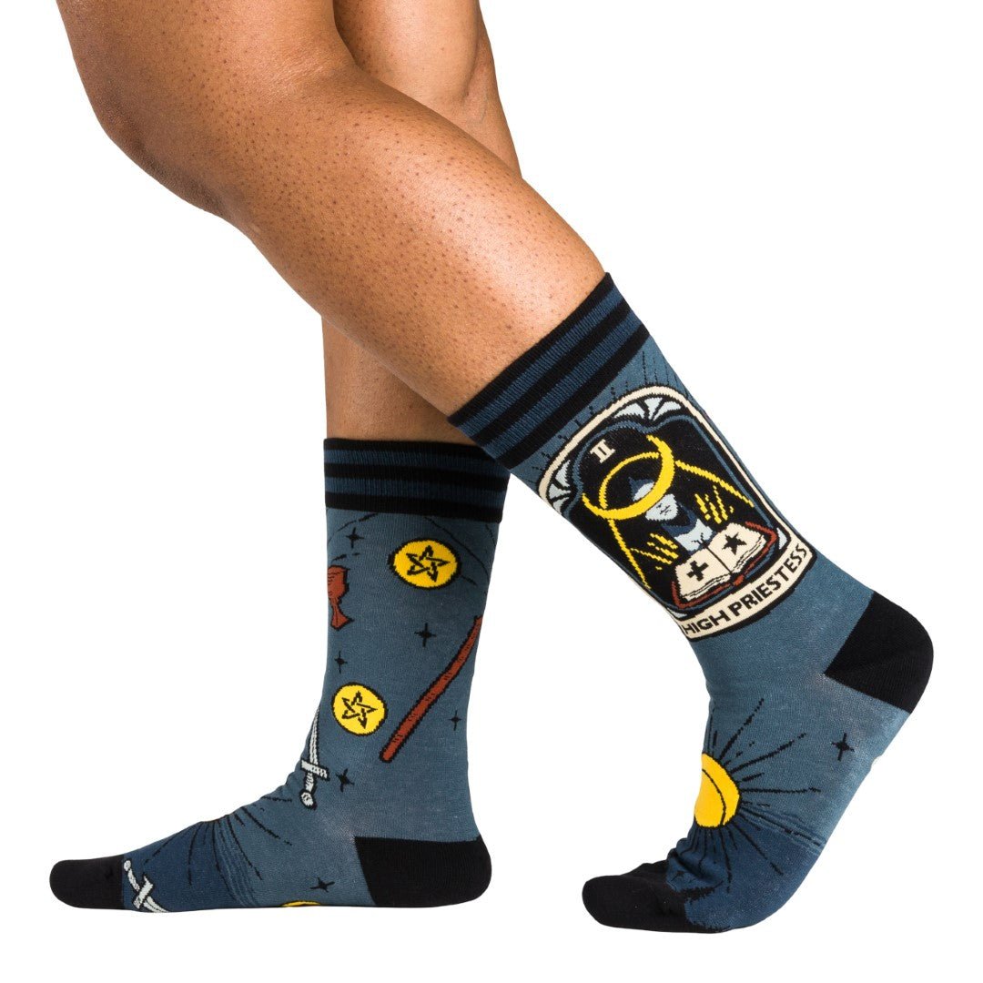 The High Priestess Tarot Nouveau Crew Socks - The Pagan Grimoire