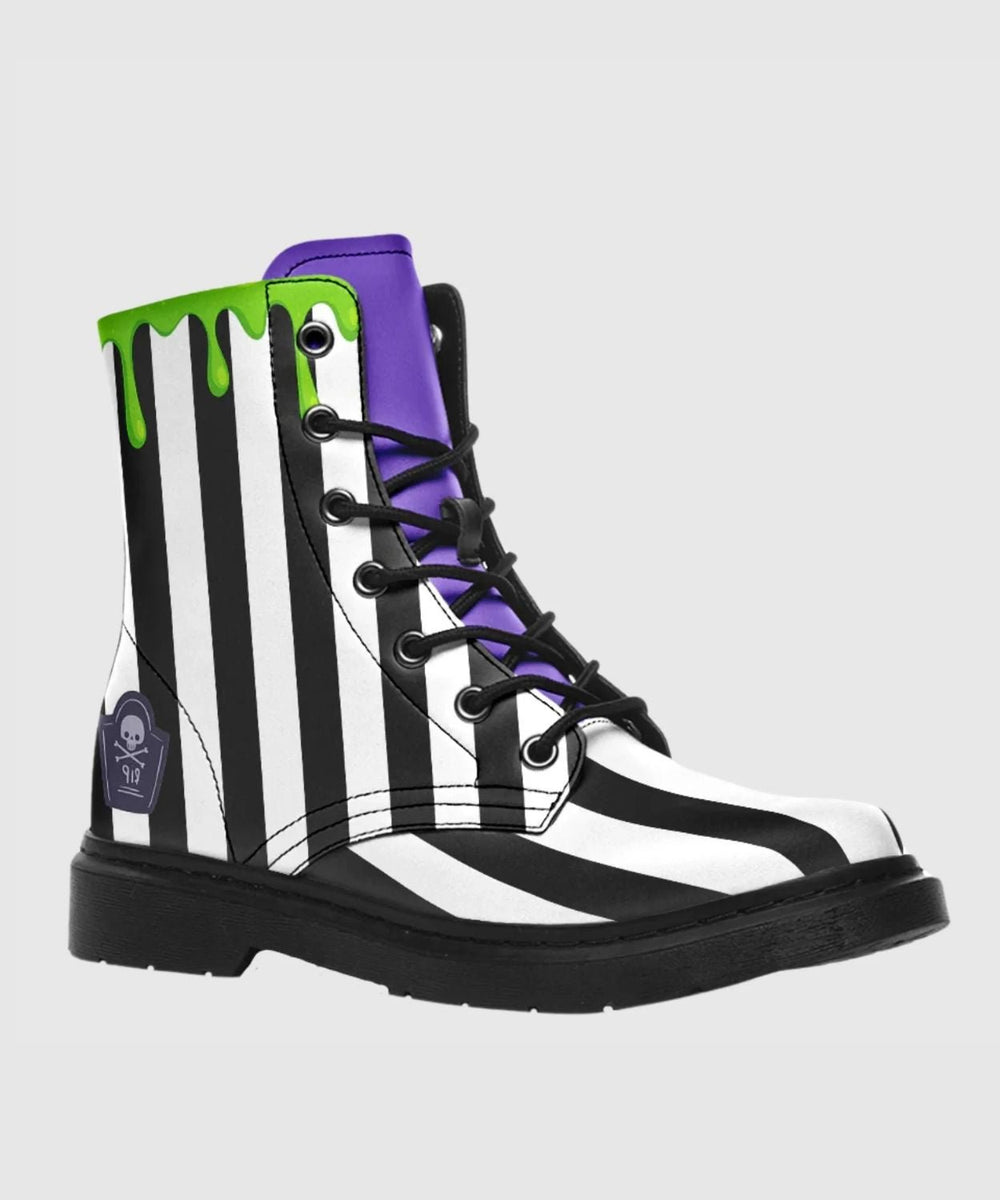 Afterlife Striped Combat Boots - The Pagan Grimoire