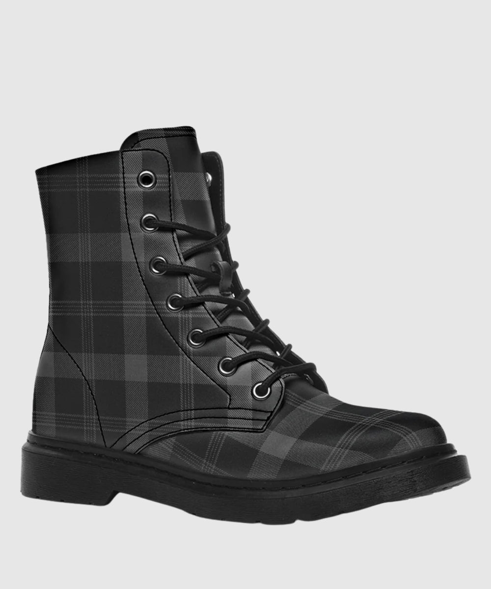 Black and Grey Plaid Boots - The Pagan Grimoire