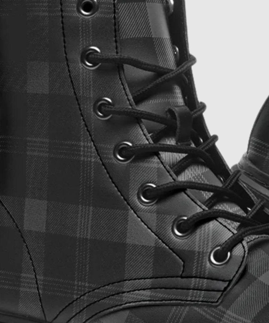 Black and Grey Plaid Boots - The Pagan Grimoire