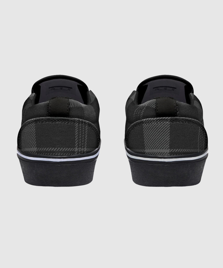 Black and Grey Plaid Slip Ons - The Pagan Grimoire