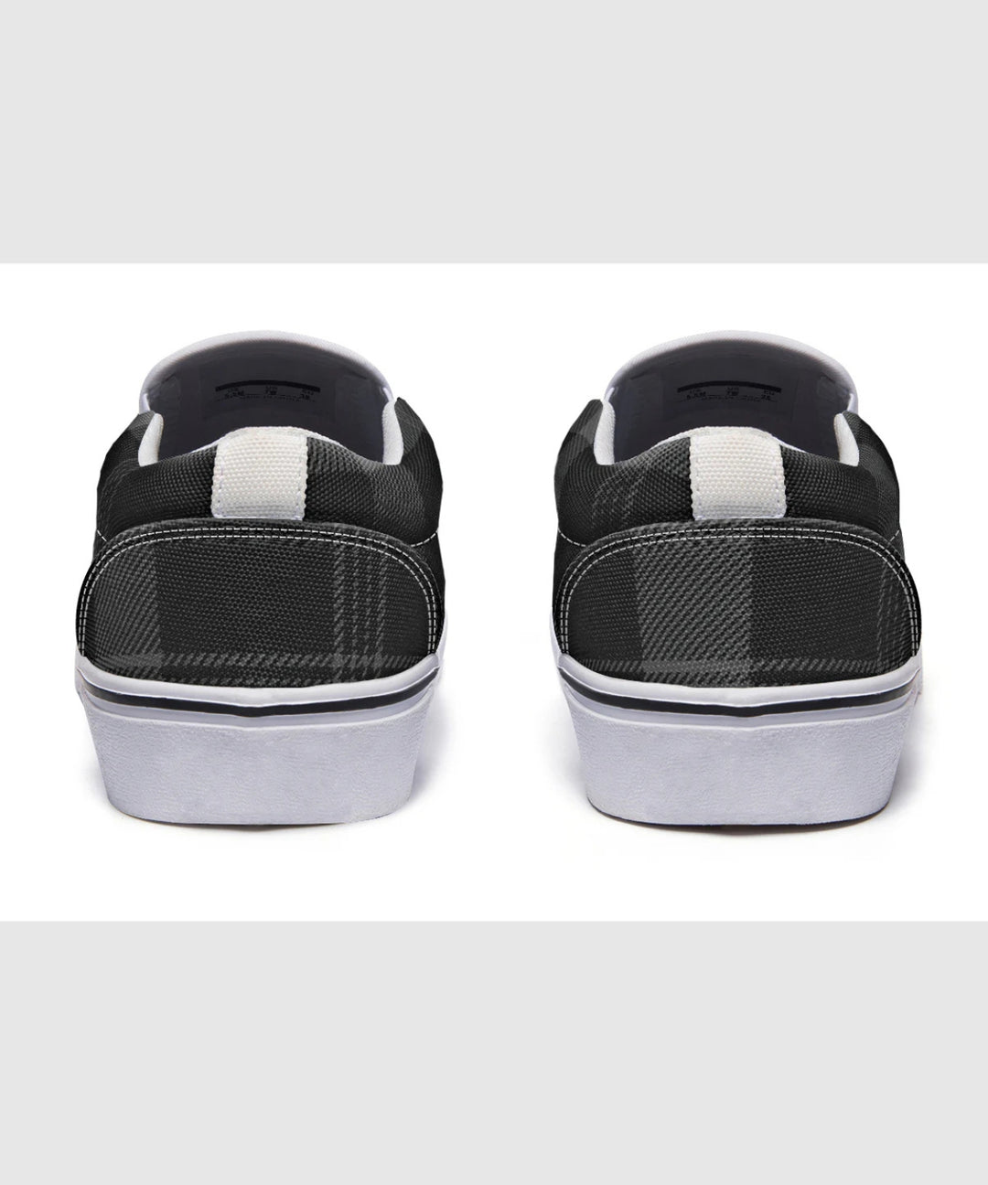 Black and Grey Plaid Slip Ons - The Pagan Grimoire