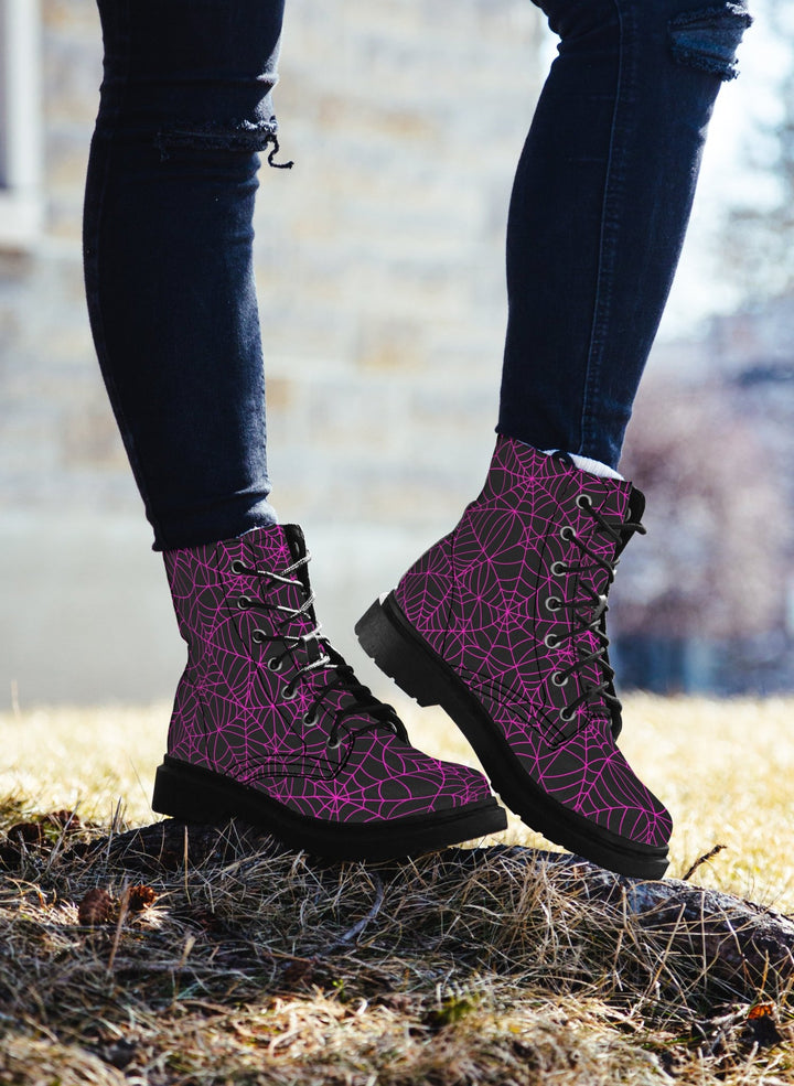 Black and Pink Spiderweb Boots - The Pagan Grimoire