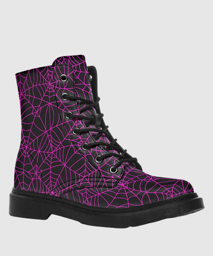 Black and Pink Spiderweb Boots - The Pagan Grimoire