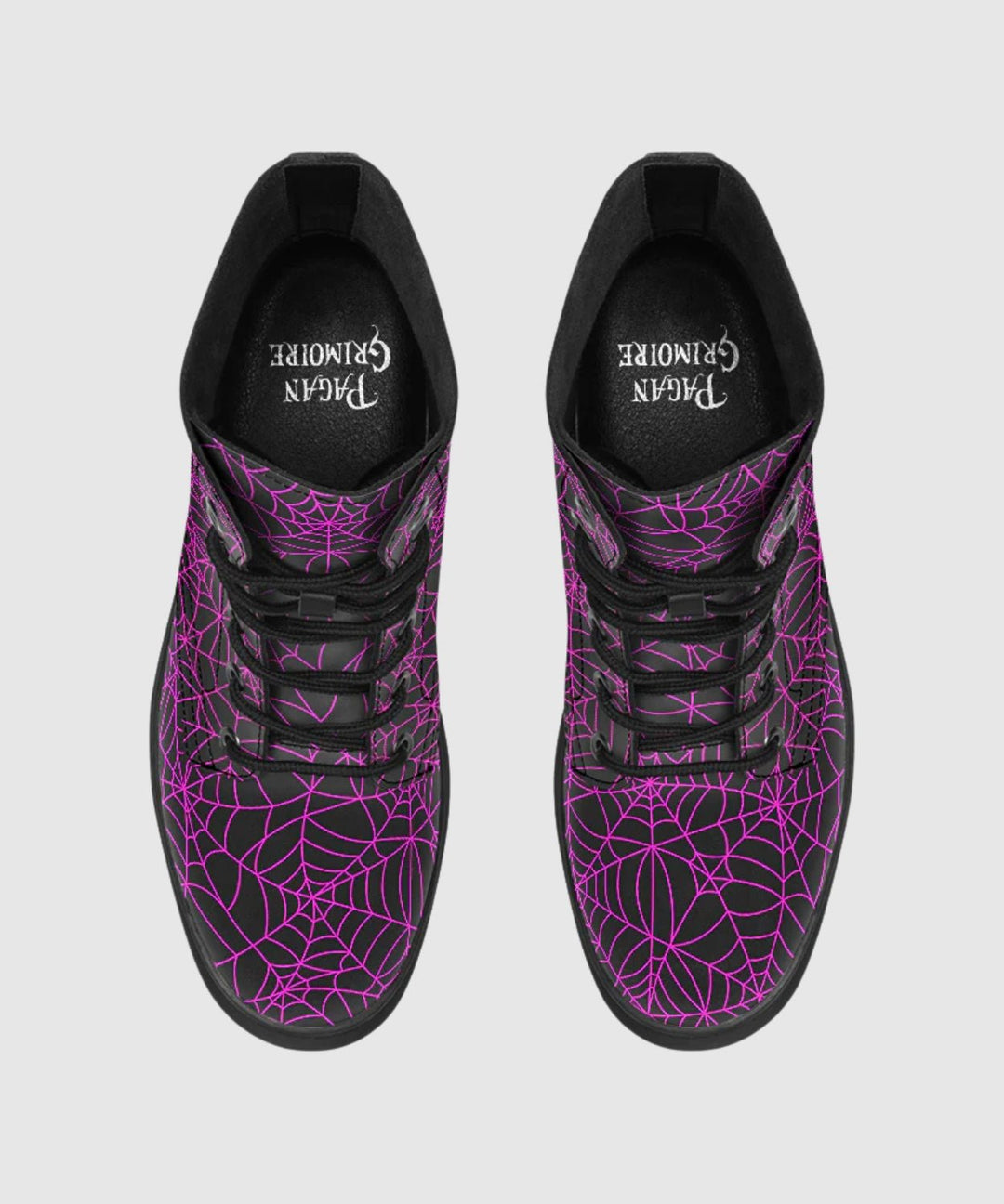 Black and Pink Spiderweb Boots - The Pagan Grimoire