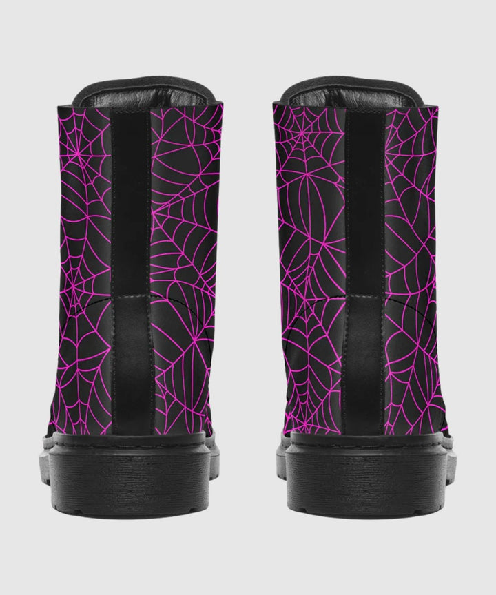 Black and Pink Spiderweb Boots - The Pagan Grimoire