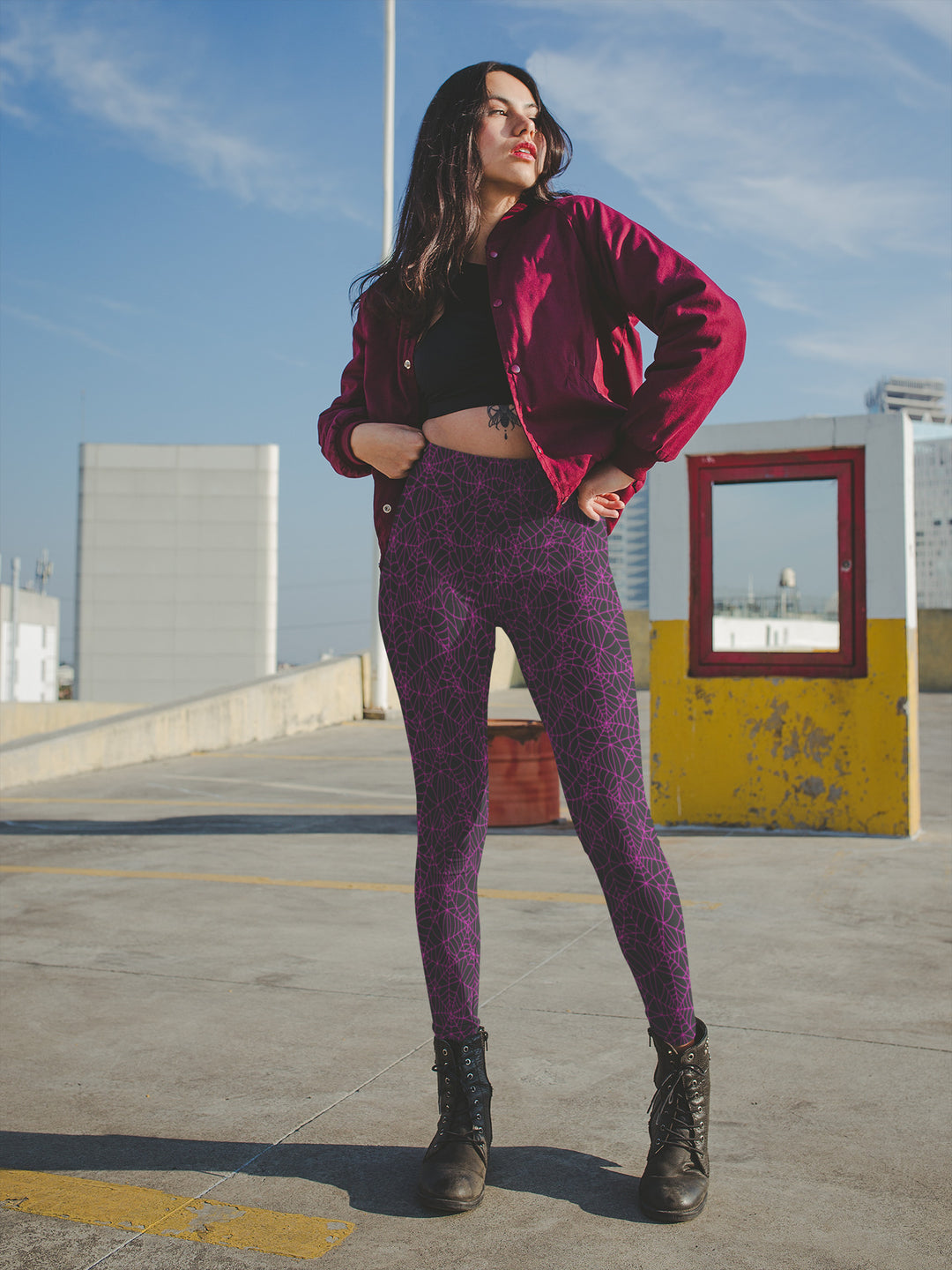 Black and Pink Spiderweb Leggings - The Pagan Grimoire
