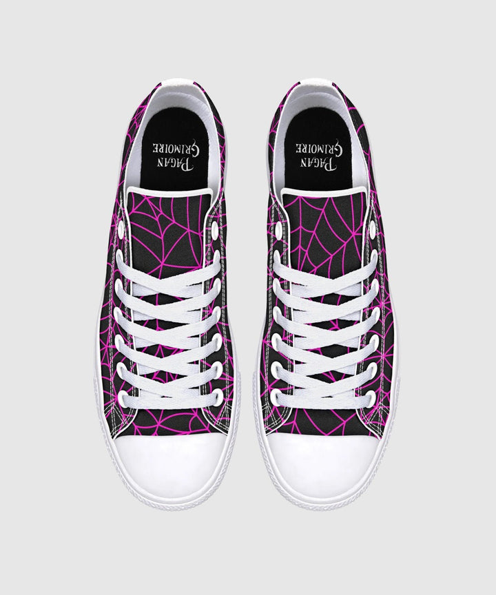 Black and Pink Spiderweb Low Tops - The Pagan Grimoire