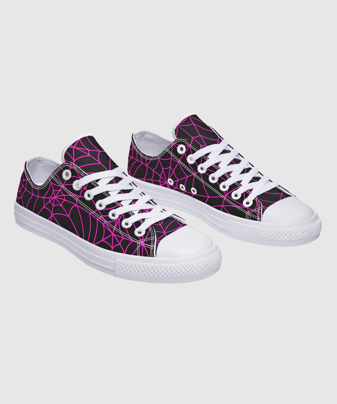 Black and Pink Spiderweb Low Tops - The Pagan Grimoire