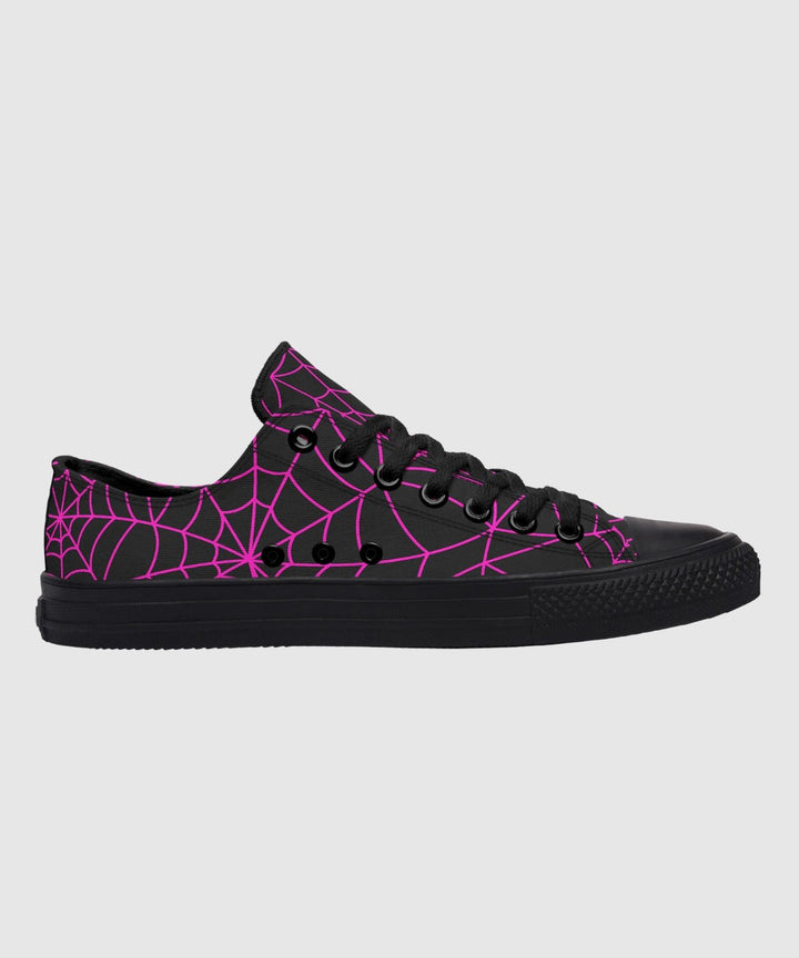 Black and Pink Spiderweb Low Tops - The Pagan Grimoire