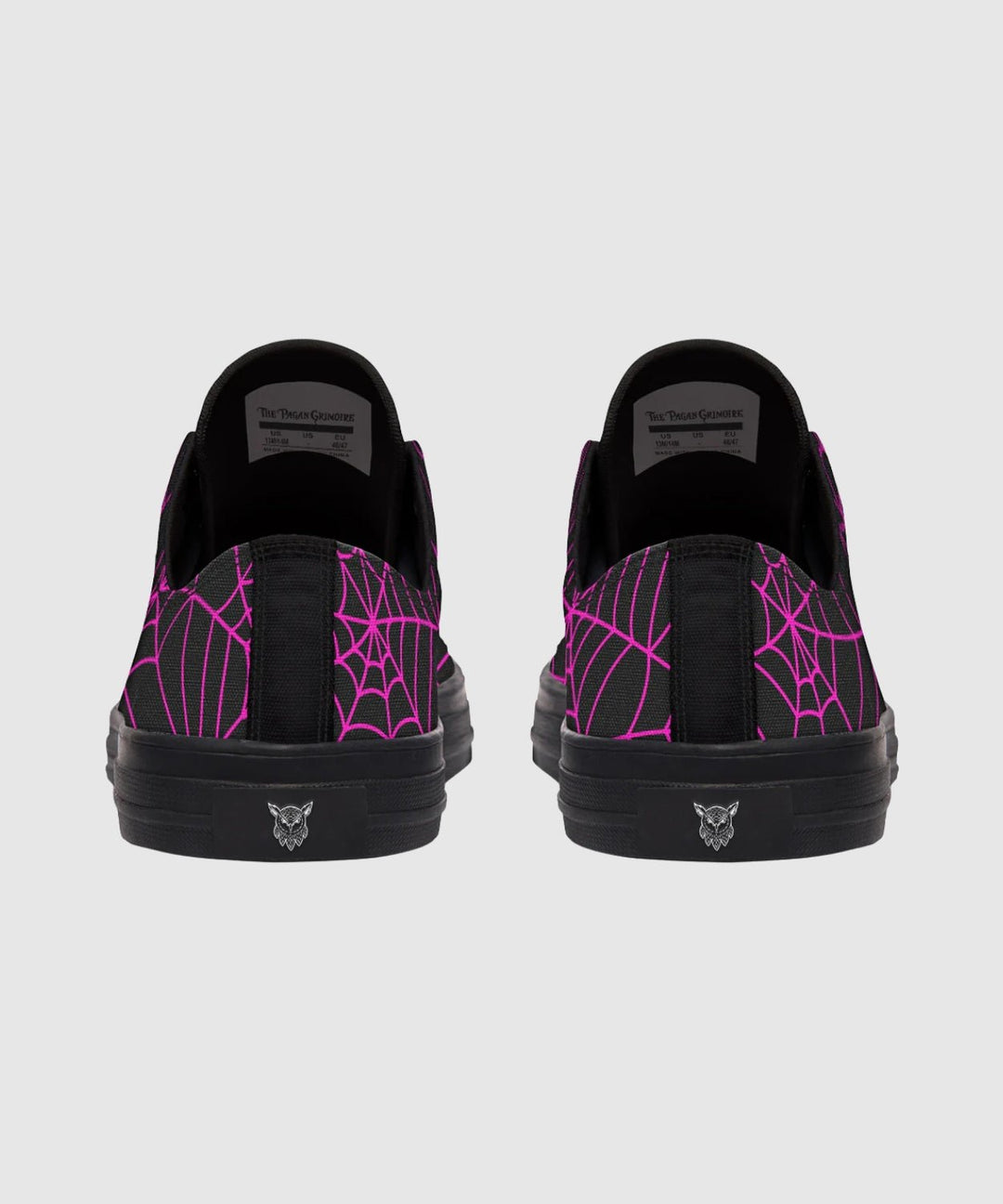 Black and Pink Spiderweb Low Tops - The Pagan Grimoire