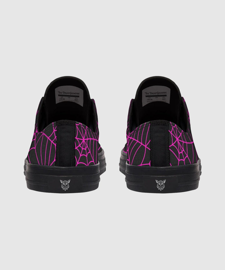 Black and Pink Spiderweb Low Tops - The Pagan Grimoire