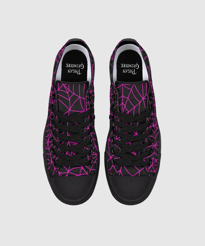 Black and Pink Spiderweb Low Tops - The Pagan Grimoire