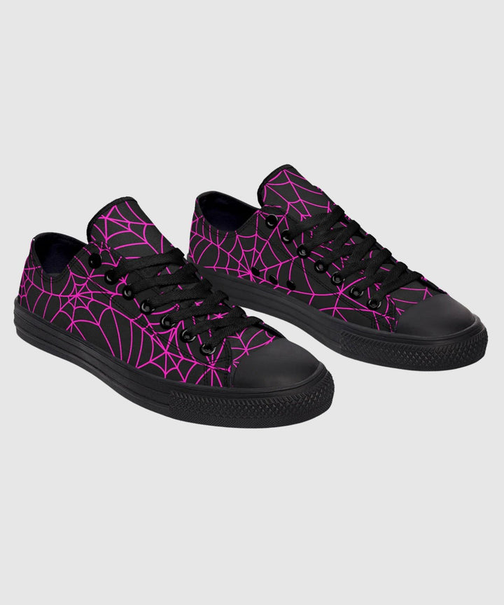 Black and Pink Spiderweb Low Tops - The Pagan Grimoire