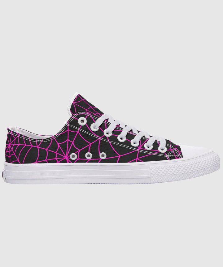 Black and Pink Spiderweb Low Tops - The Pagan Grimoire