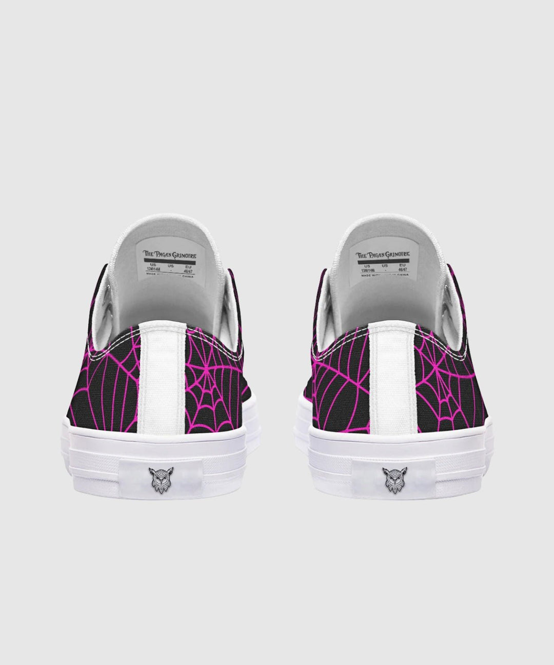 Black and Pink Spiderweb Low Tops - The Pagan Grimoire