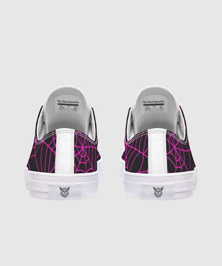 Black and Pink Spiderweb Low Tops - The Pagan Grimoire