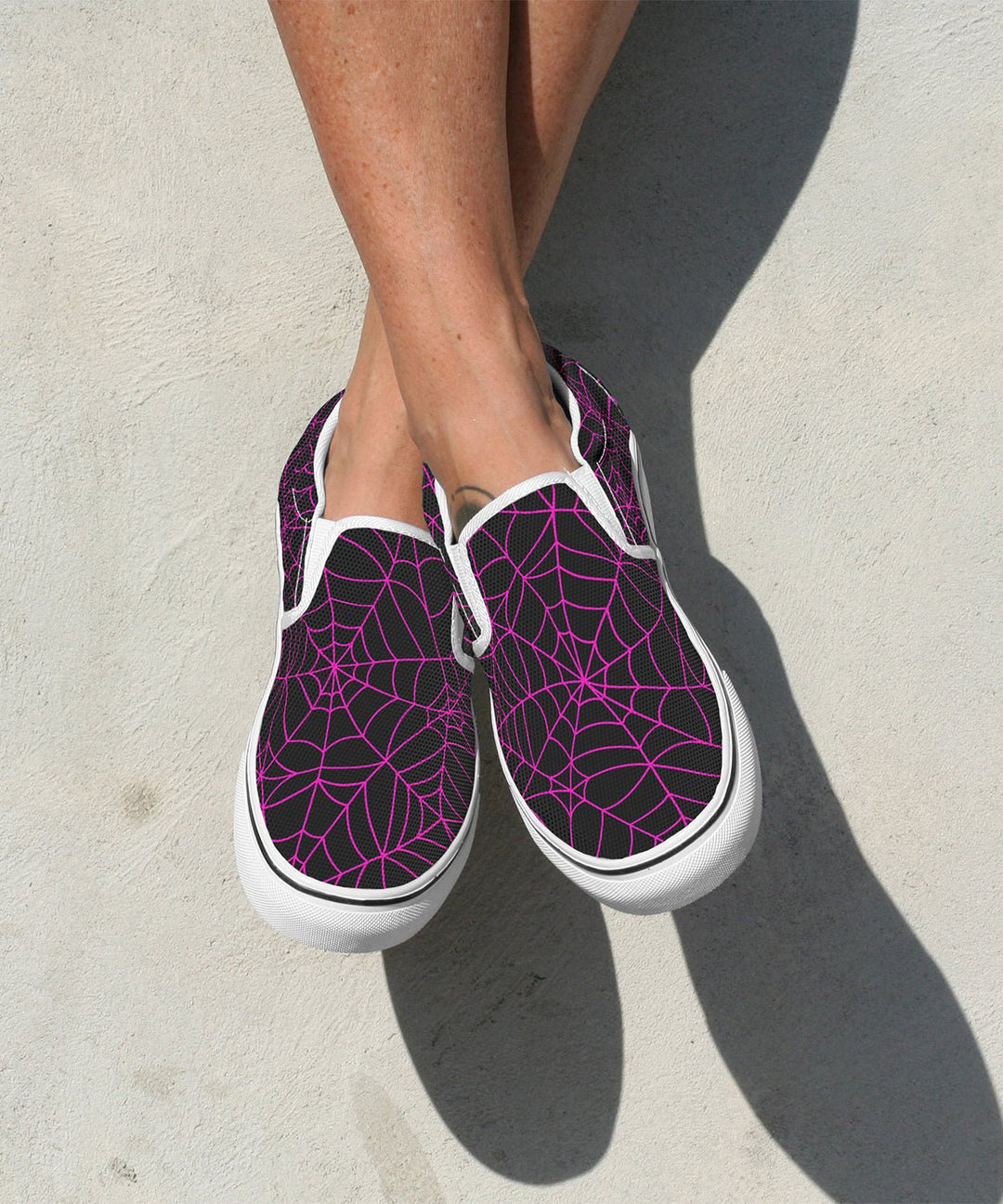 Black and Pink Spiderweb Slip - Ons - The Pagan Grimoire