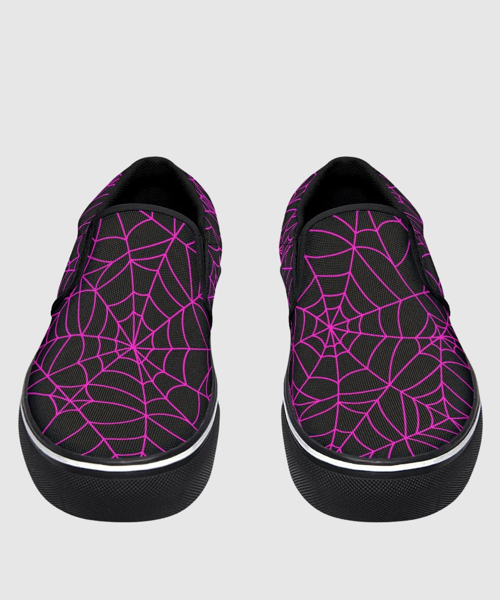 Black and Pink Spiderweb Slip - Ons - The Pagan Grimoire