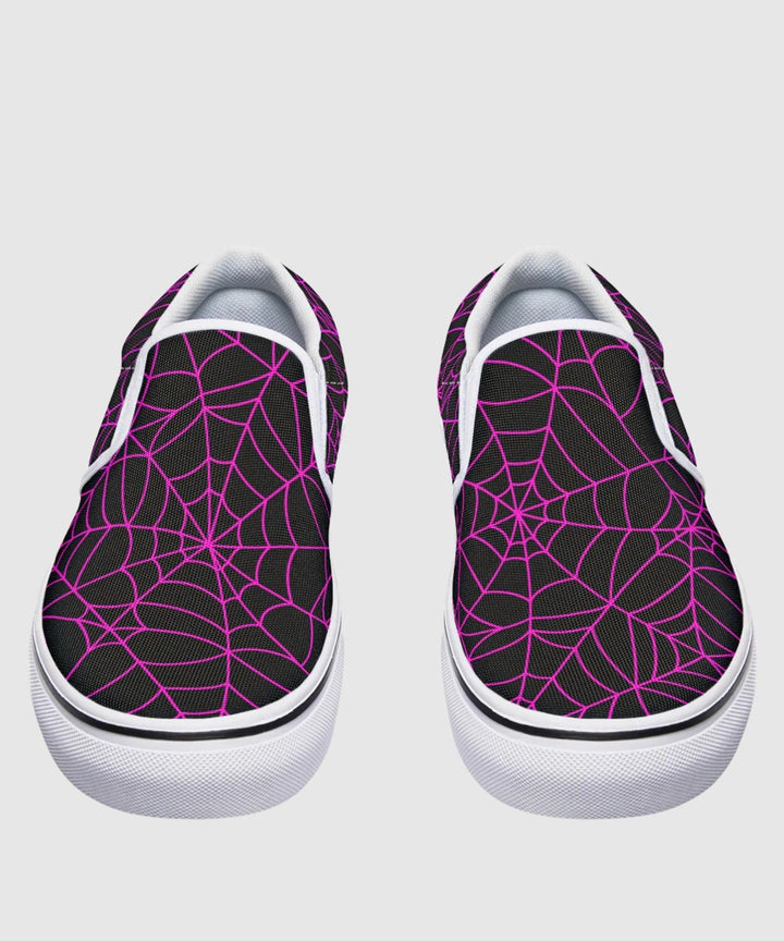 Black and Pink Spiderweb Slip - Ons - The Pagan Grimoire