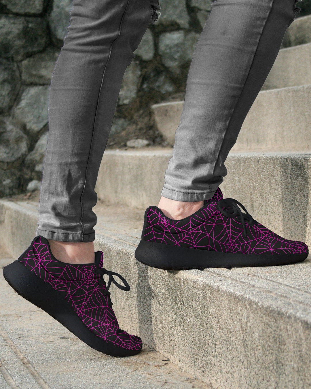 Black and Pink Spiderweb Sneakers - The Pagan Grimoire