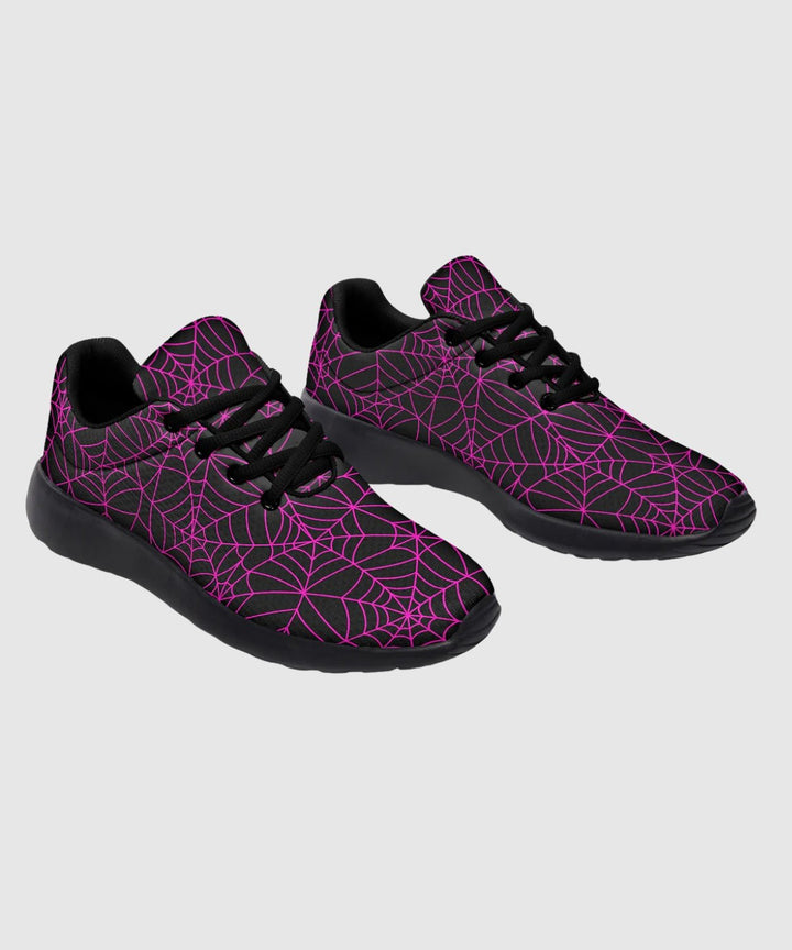Black and Pink Spiderweb Sneakers - The Pagan Grimoire