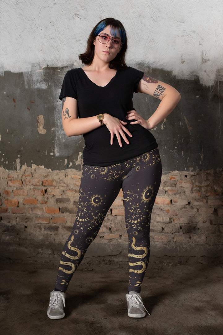 Boho Golden Snake Leggings - The Pagan Grimoire