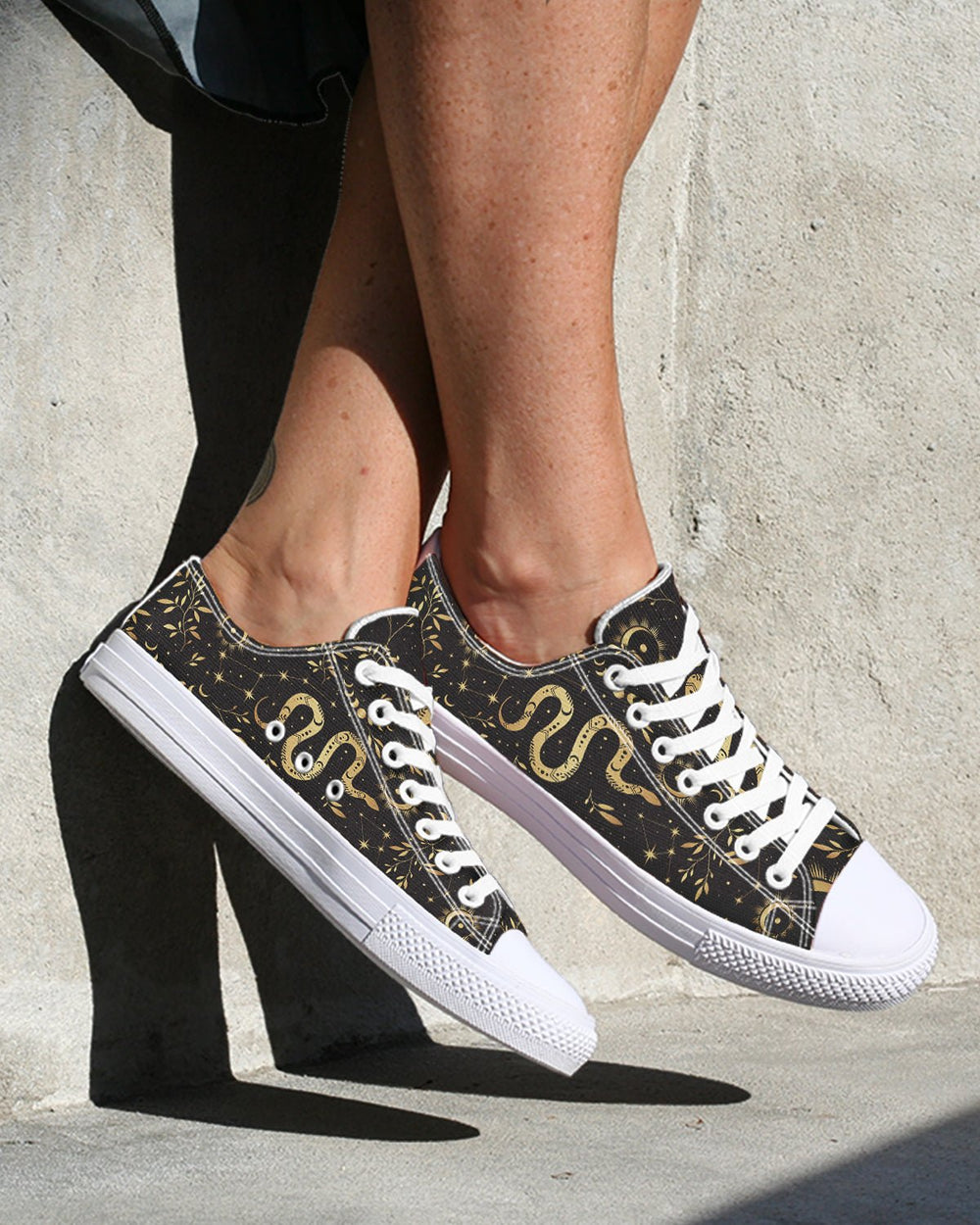Boho Golden Snakes Low Tops - The Pagan Grimoire