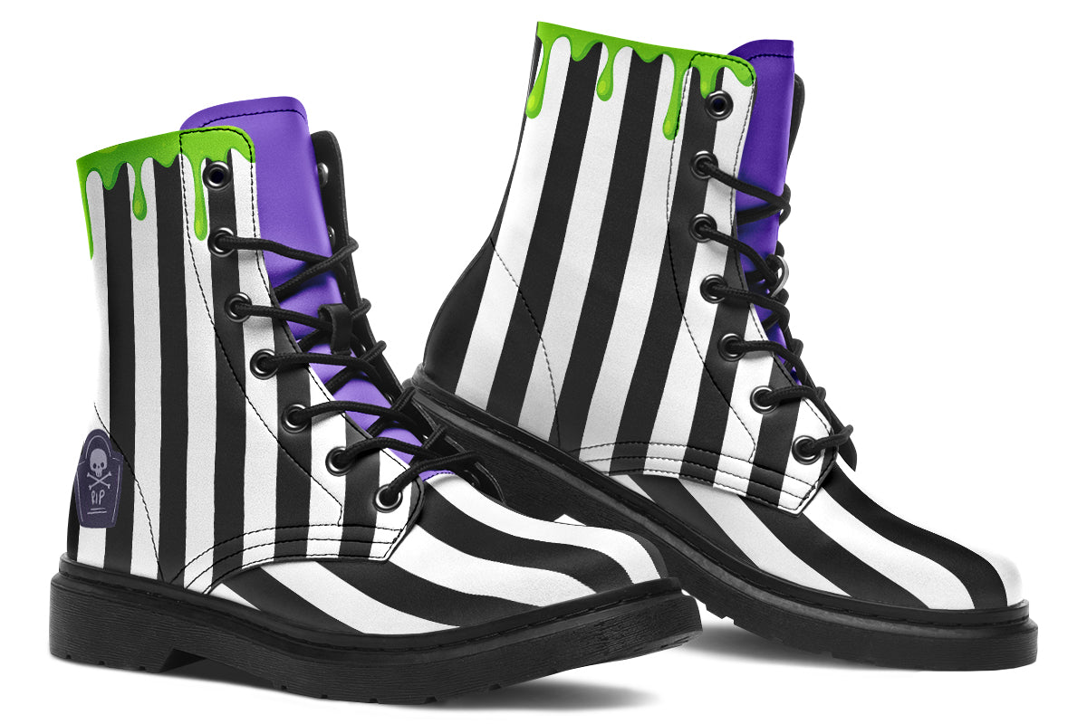 Black and White Striped Boots