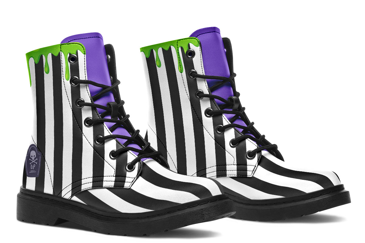 Black and White Striped Boots