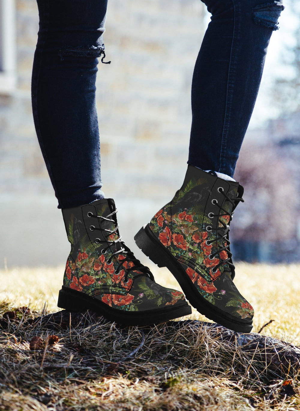 Crimson Raven Combat Boots - The Pagan Grimoire