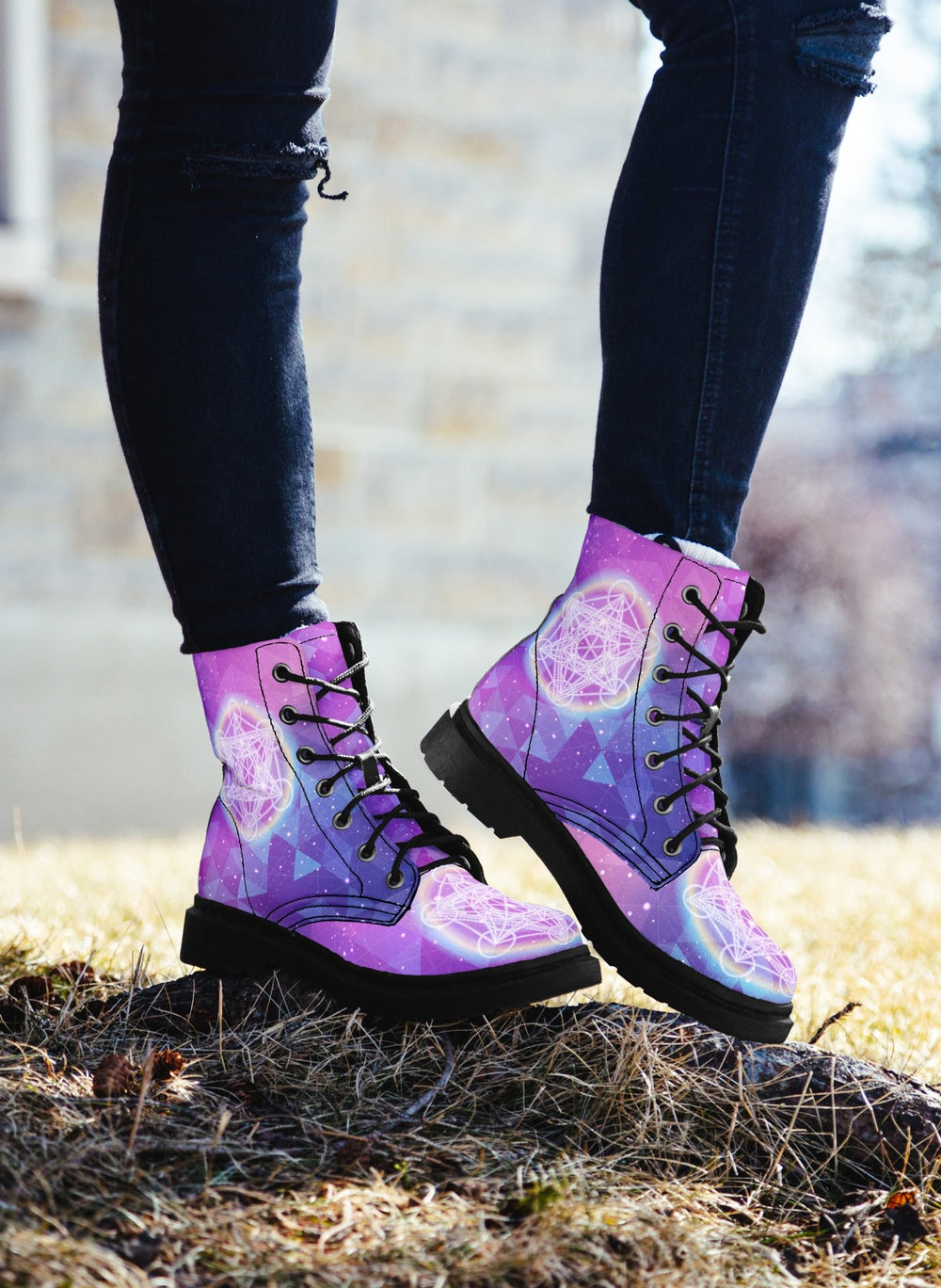 Sacred Geometry Combat Boots - The Pagan Grimoire