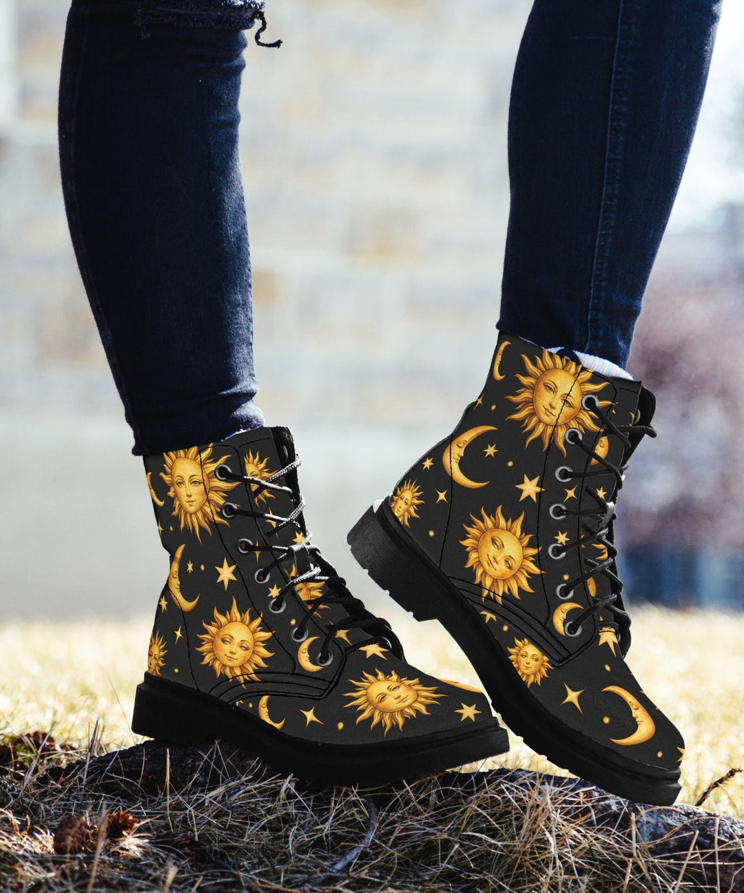 Celestial Sun Moon and Stars Boots - The Pagan Grimoire