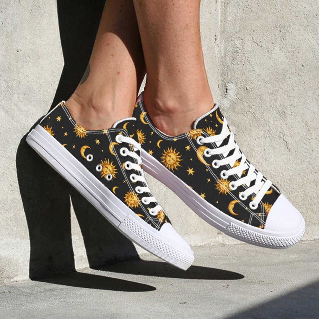 Celestial Sun Moon and Stars Low Tops - The Pagan Grimoire