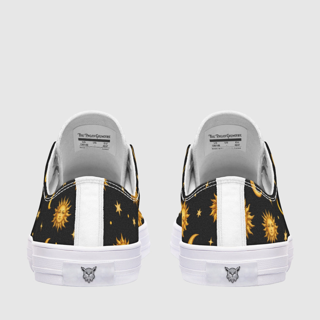 Celestial Sun Moon and Stars Low Tops - The Pagan Grimoire