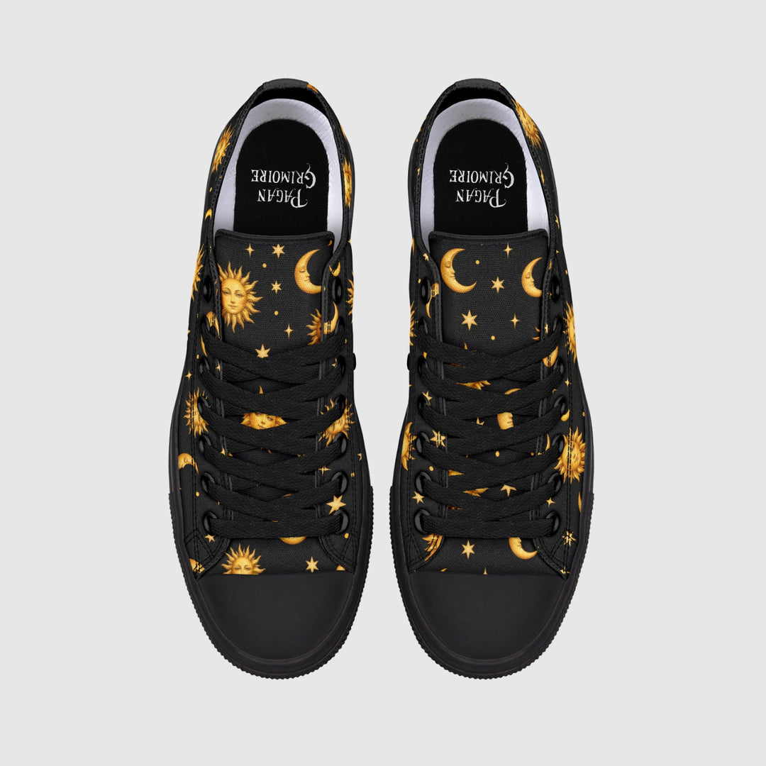 Celestial Sun Moon and Stars Low Tops - The Pagan Grimoire