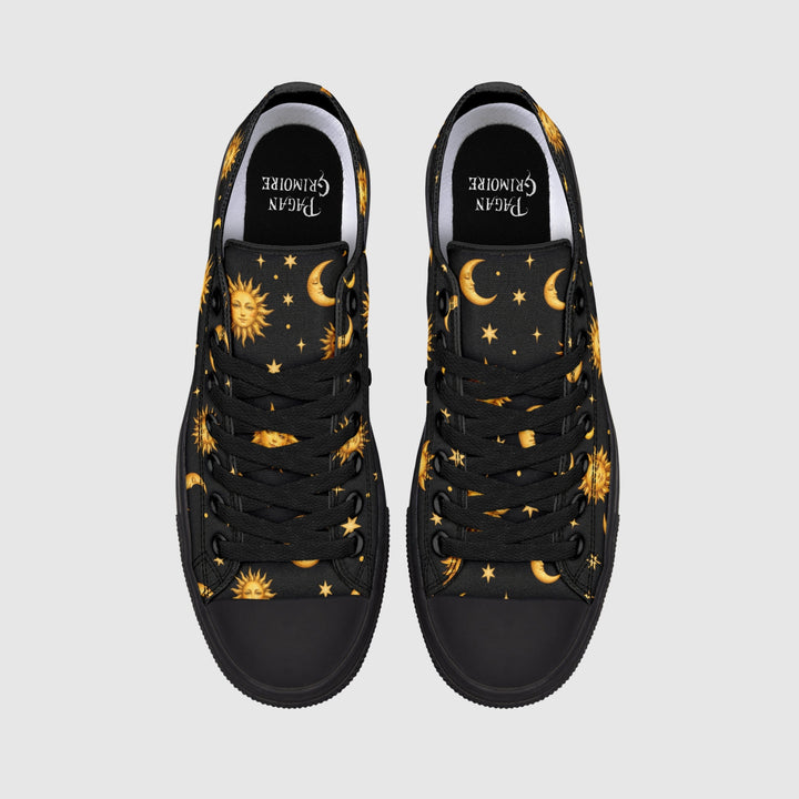 Celestial Sun Moon and Stars Low Tops - The Pagan Grimoire