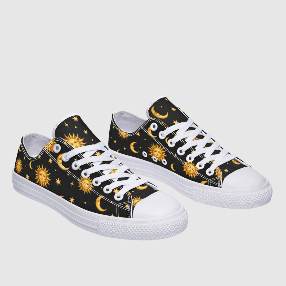 Celestial Sun Moon and Stars Low Tops - The Pagan Grimoire