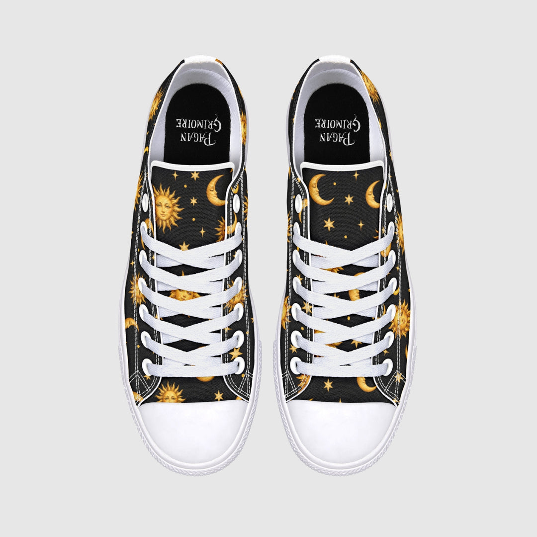 Celestial Sun Moon and Stars Low Tops - The Pagan Grimoire
