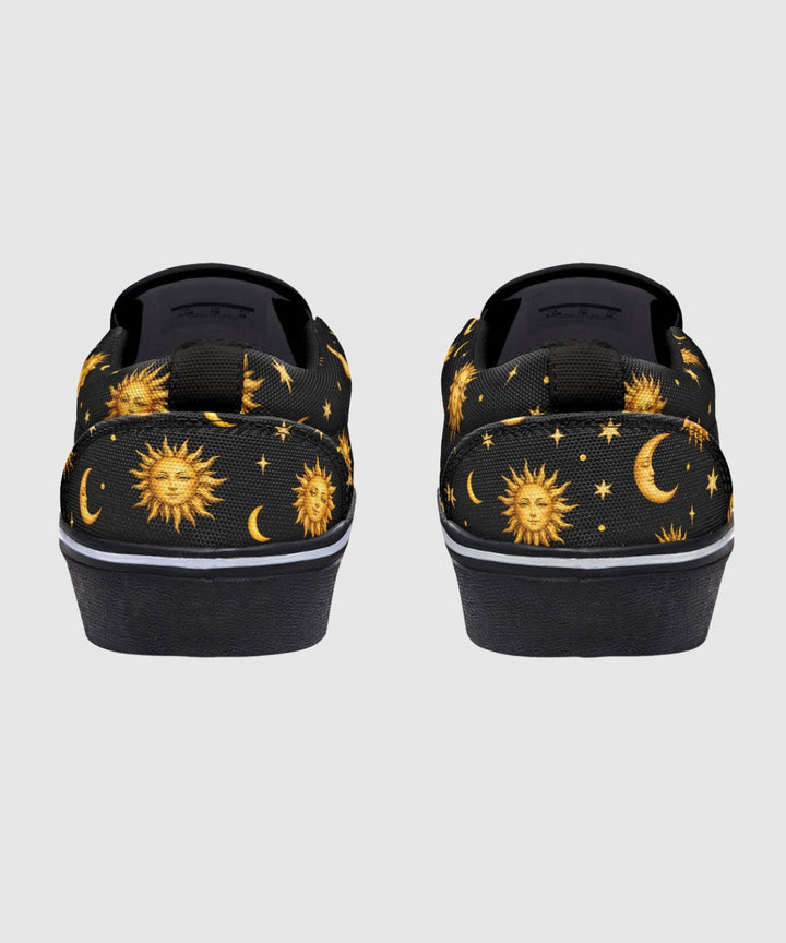 Celestial Sun Moon and Stars Slip On Shoes - The Pagan Grimoire
