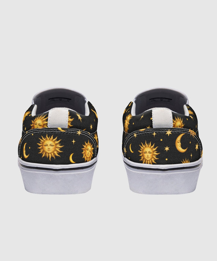Celestial Sun Moon and Stars Slip On Shoes - The Pagan Grimoire