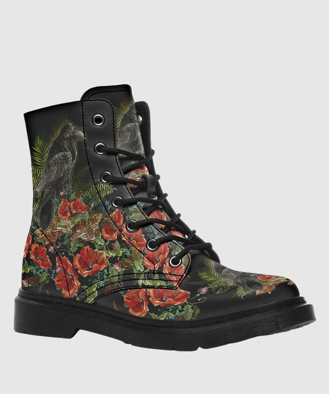 Crimson Raven Combat Boots - The Pagan Grimoire