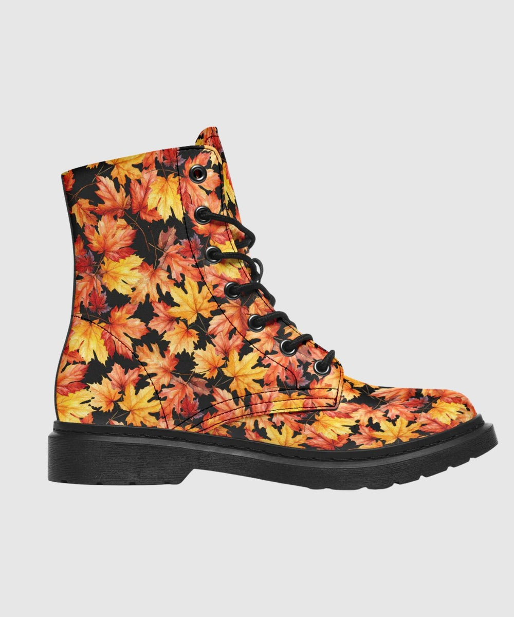 Fall Leaves Combat Boots - The Pagan Grimoire